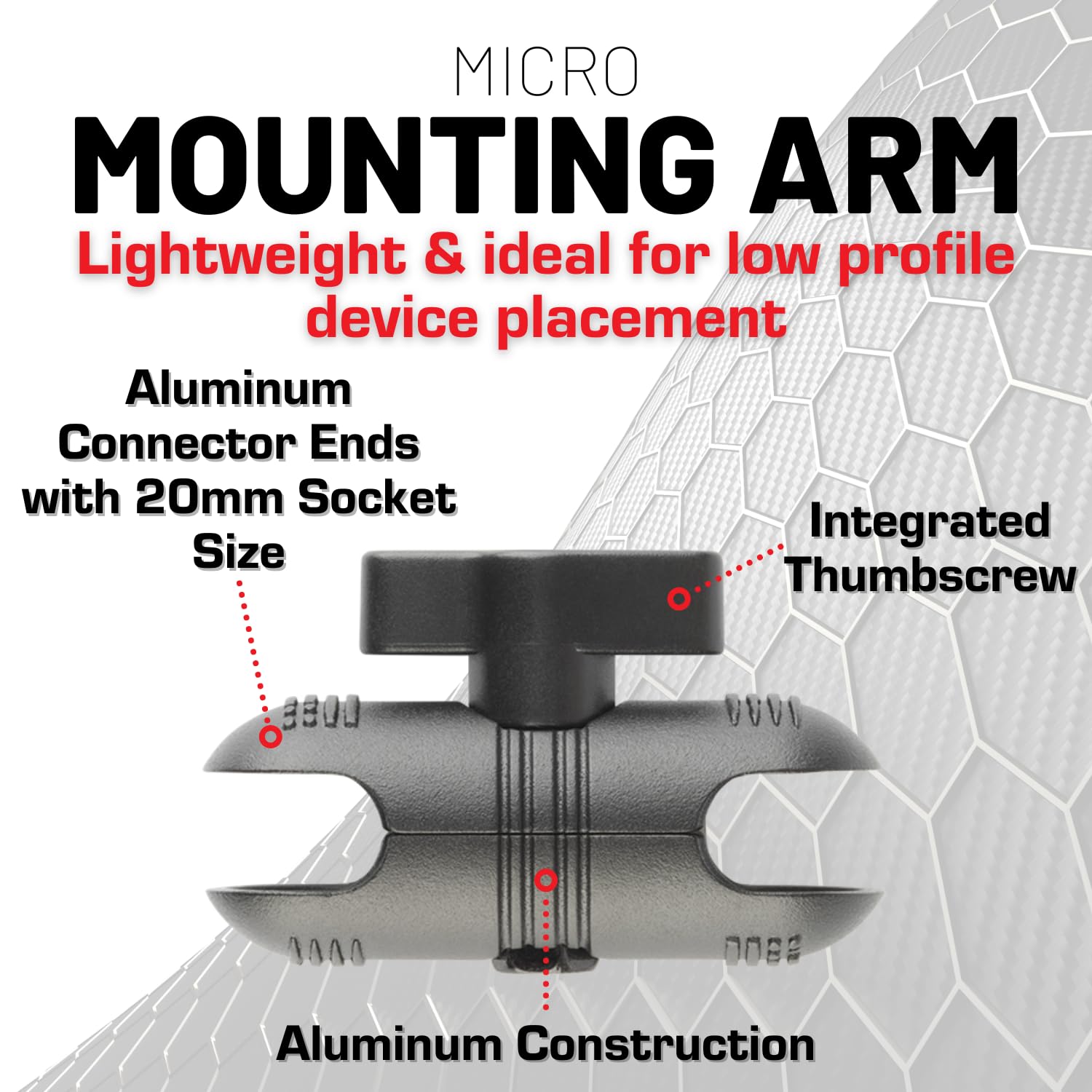 Bulletpoint 2.6" Aluminum Mounting Arm Dual 20mm Socket Connector Ends Compatible with 20mm Ball Mounts - Image 3