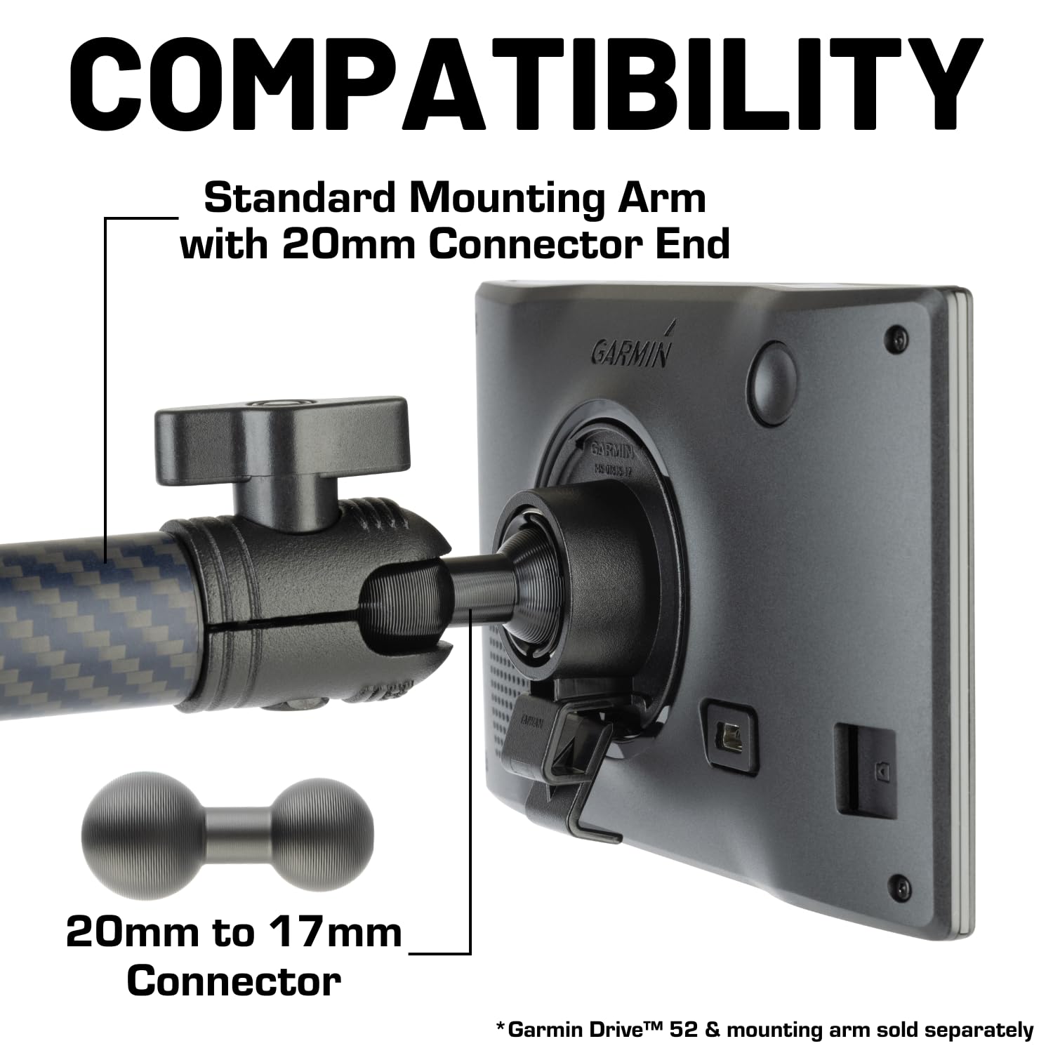 Bulletpoint Aluminum 20mm Ball to 17mm Ball Mount Extension Connector for Mounting Arms Compatible with Garmin & Other GPS Devices with 17mm Connection - Image 4