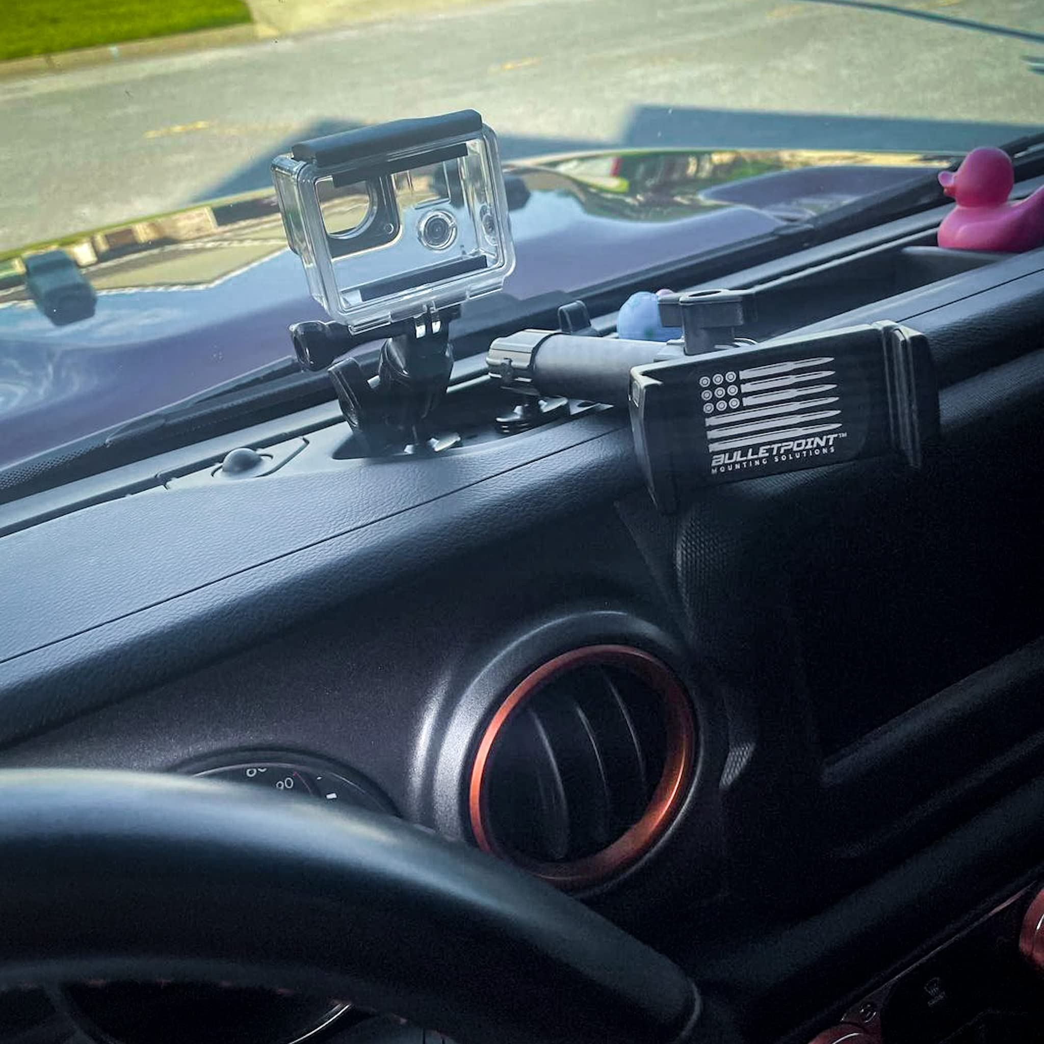 Bulletpoint Dash Mount Cell Phone Holder Compatible with 2018-2023 Jeep Wrangler JL (NOT 4xe) & 2020-2023 Jeep Gladiator 2 Mounts for Action Camera & GPS Compatible with iPhone & Android (Driver Side) - Image 4