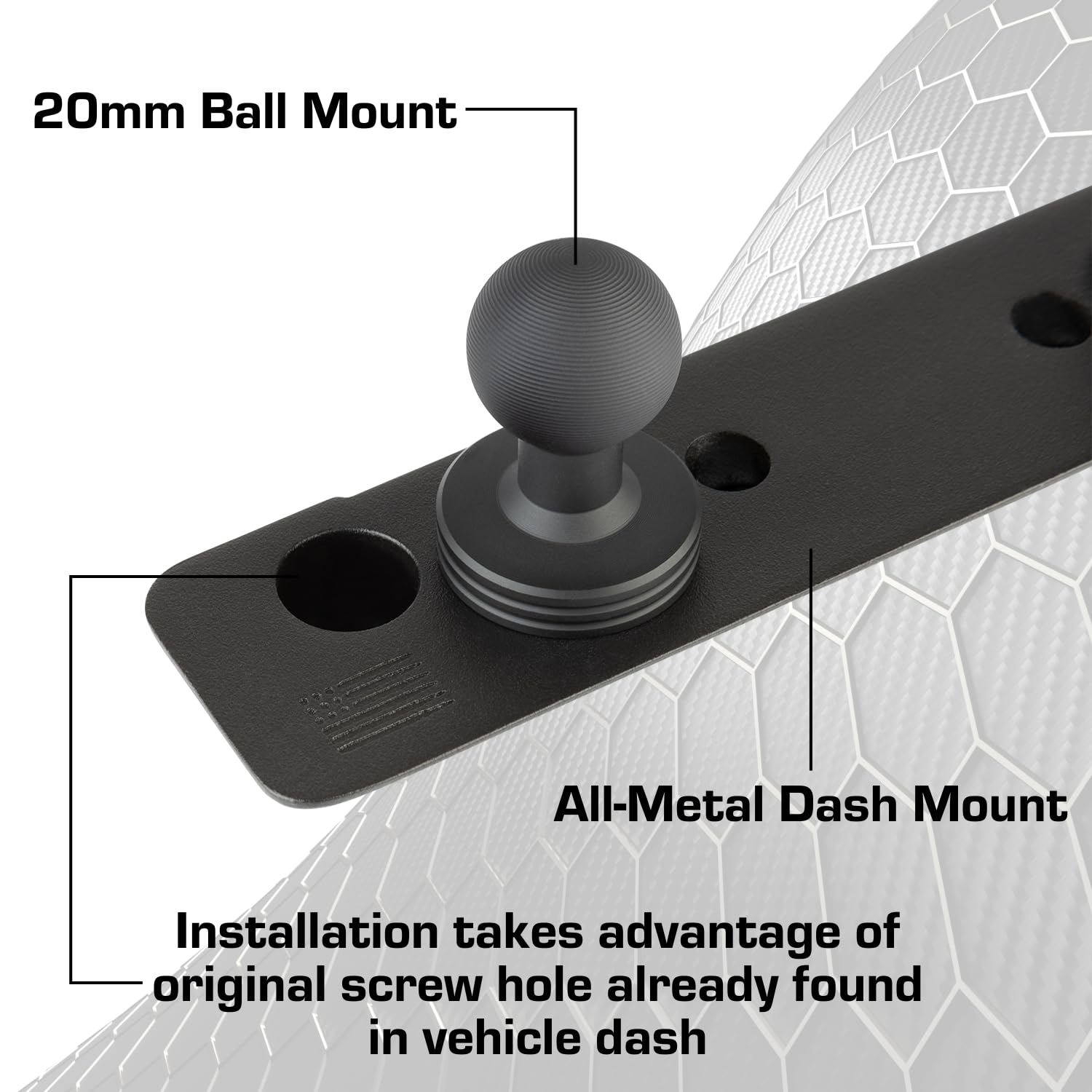 Bulletpoint Dash Mount Cell Phone Holder Compatible with 2013-2018 RAM Truck & 2019+ RAM 1500 Classic 20mm Ball Mount - Compatible with iPhone and Android Smartphones (Dual Ball with 1 Phone Holder) - Image 4