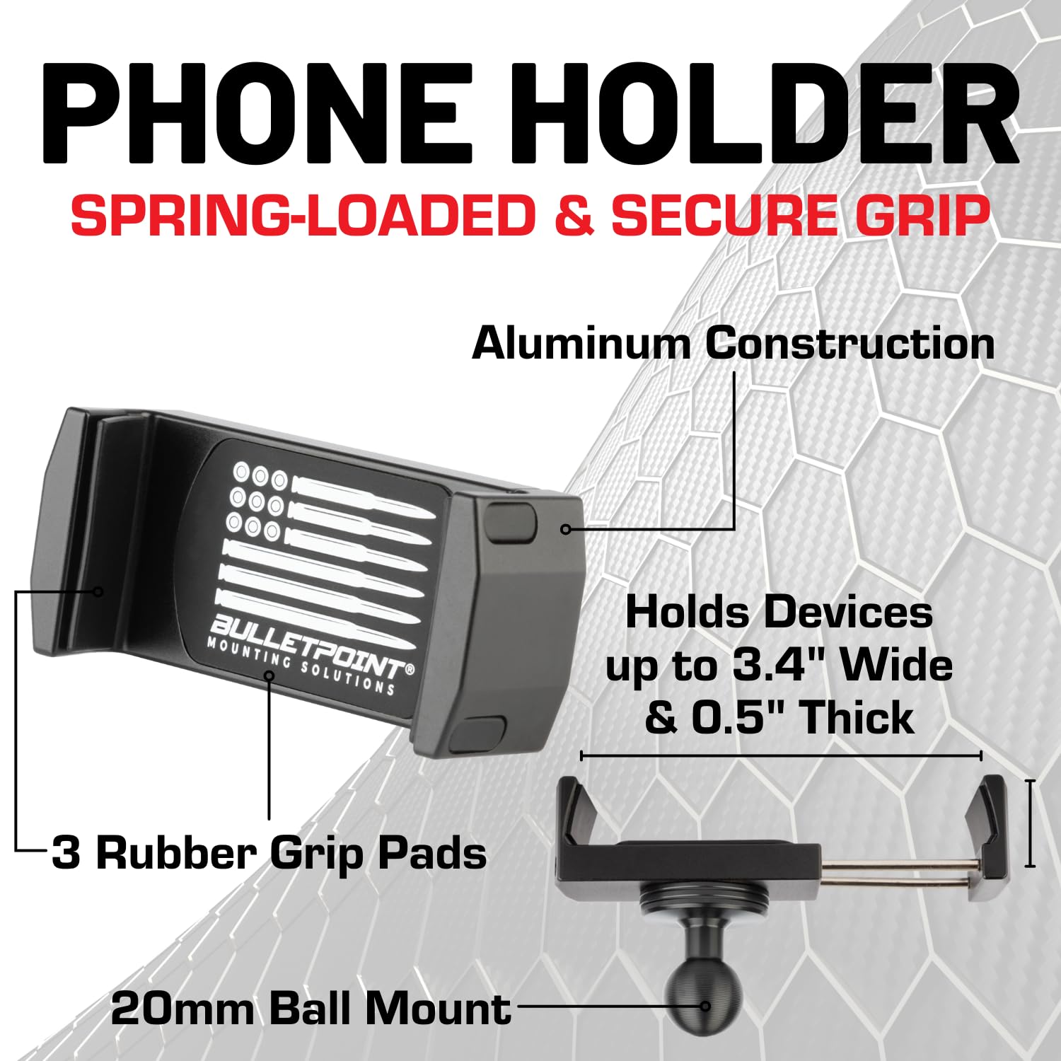 Bulletpoint Dash Mount Cell Phone Holder Compatible with 2013-2018 RAM Truck & 2019+ RAM 1500 Classic 20mm Ball Mount - Compatible with iPhone and Android Smartphones (Dual Ball with 1 Phone Holder) - Image 8