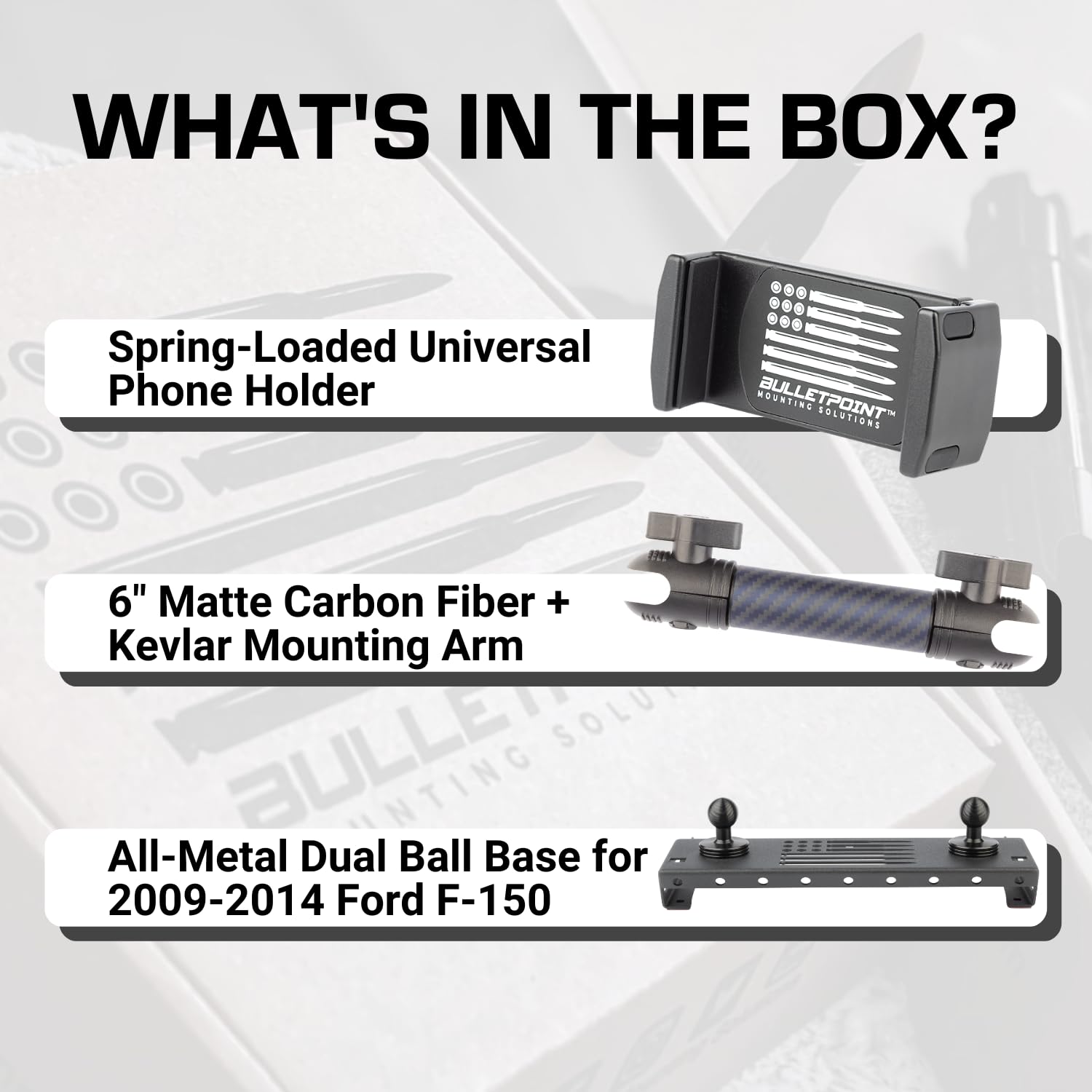 Bulletpoint Dash Mount Cell Phone Holder Compatible with Ford F-150 Truck (2009-2014) with 2-20mm Ball Mounts for GPS Navigation - Compatible with iPhone and Android Smartphones - Image 7