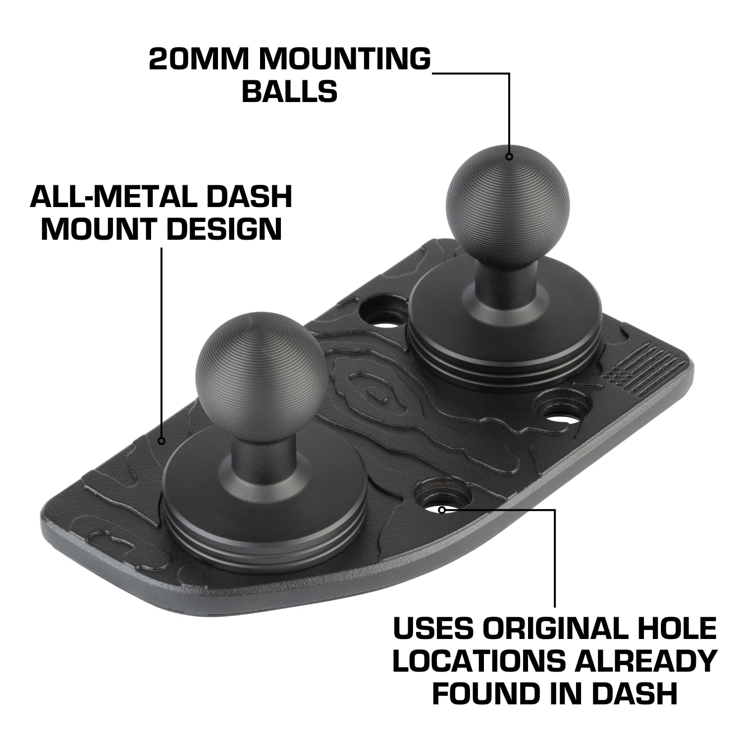 Bulletpoint Metal Dash Mount Cell Phone Holder & Action Camera Bracket Compatible with 2024+ Jeep Wrangler JL, 4xe & Gladiator Dual 20mm Ball Base (Driver Side Spring-Loaded) - Image 3