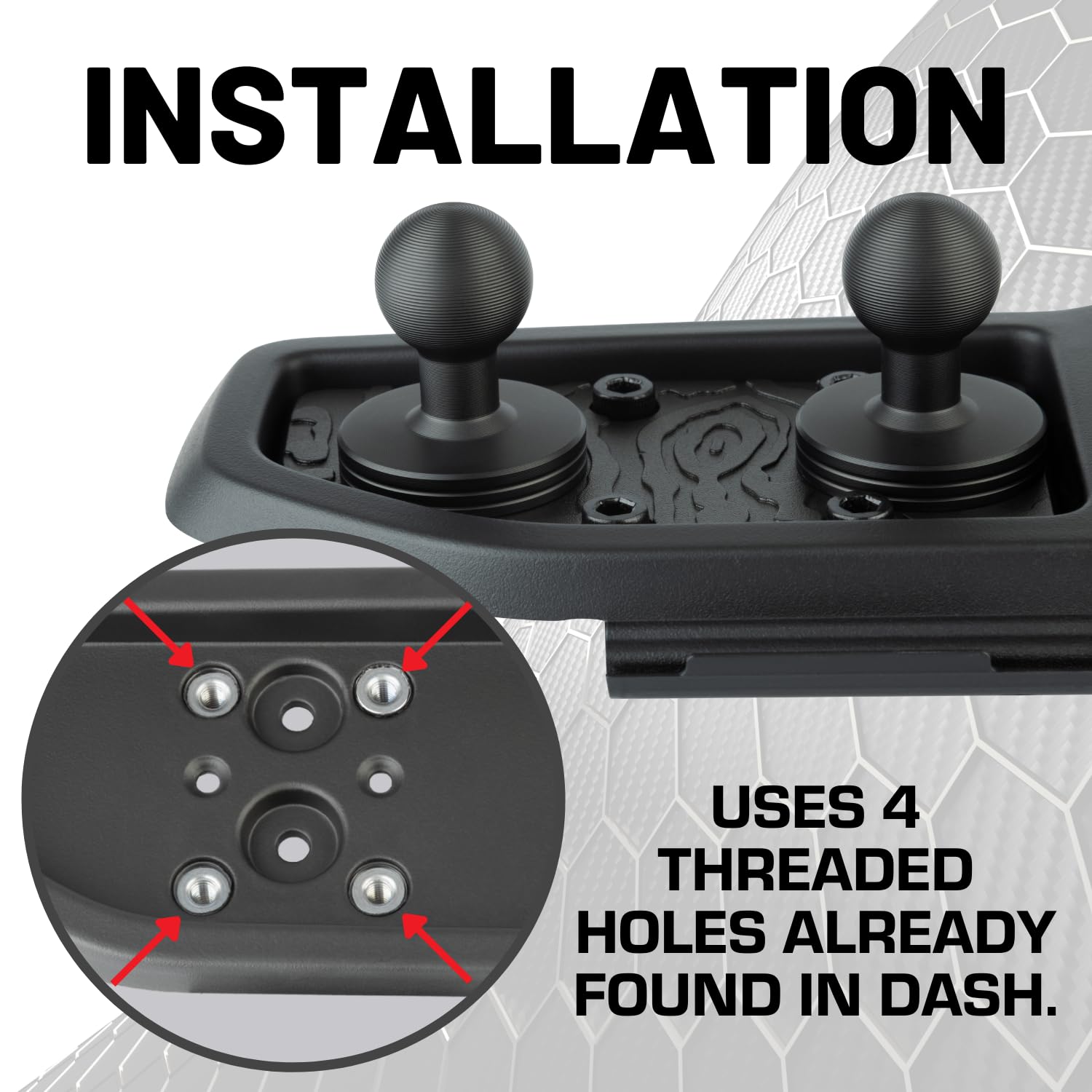 Bulletpoint Metal Dash Mount Cell Phone Holder & Action Camera Bracket Compatible with 2024+ Jeep Wrangler JL, 4xe & Gladiator Dual 20mm Ball Base (Driver Side Spring-Loaded) - Image 5