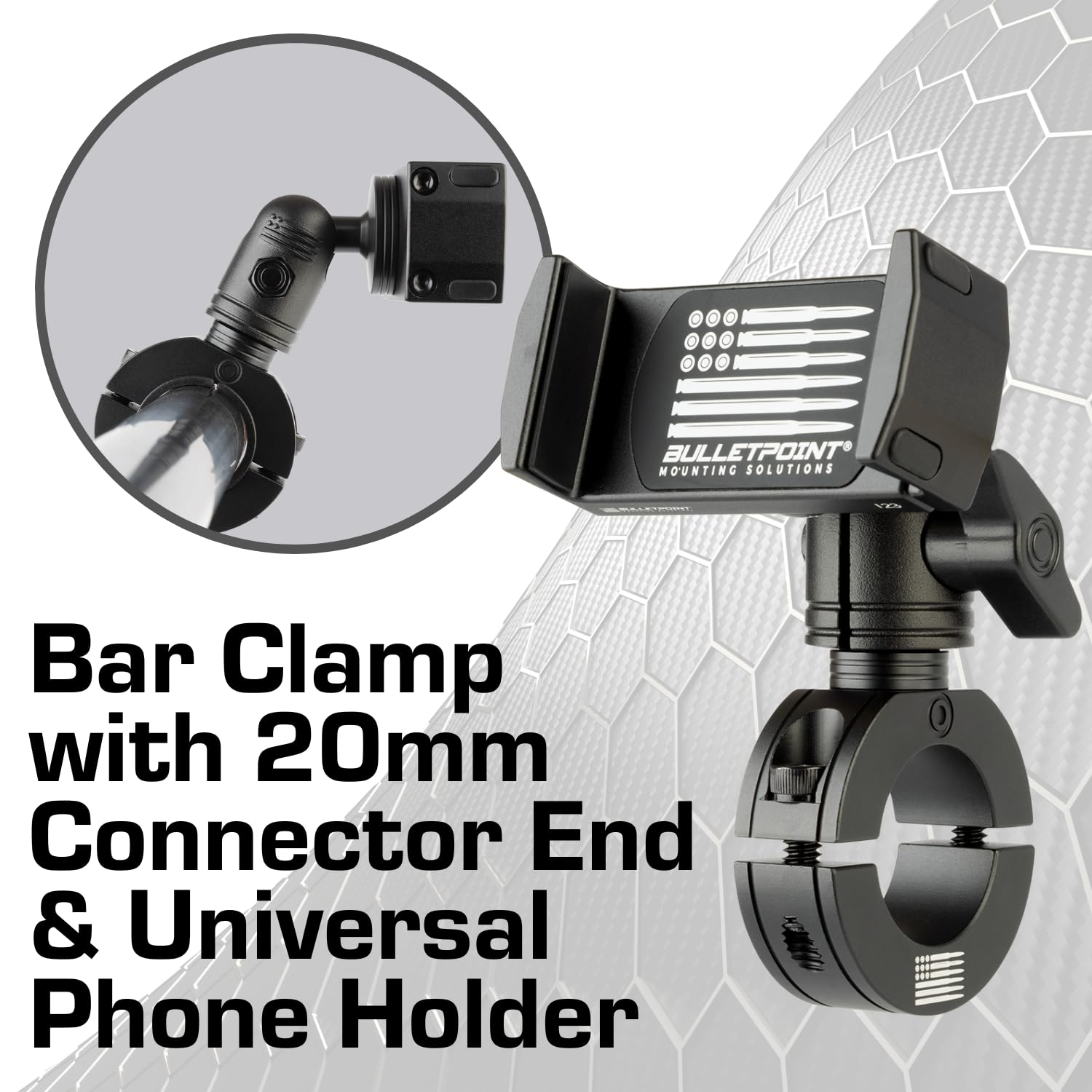 Bulletpoint Motorcycle Phone Mount All Aluminum Handlebar Bar Clamp with Spring-Loaded Universal Phone Holder - Image 4