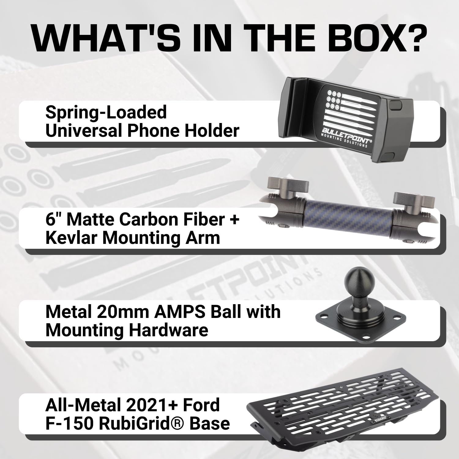 Bulletpoint Mounting Solutions RubiGrid Metal Dash Mount Phone Holder Compatible with 2021-2025 Ford F-150 and 2021-2023 Ford Raptor (Spring-Loaded) - Image 5