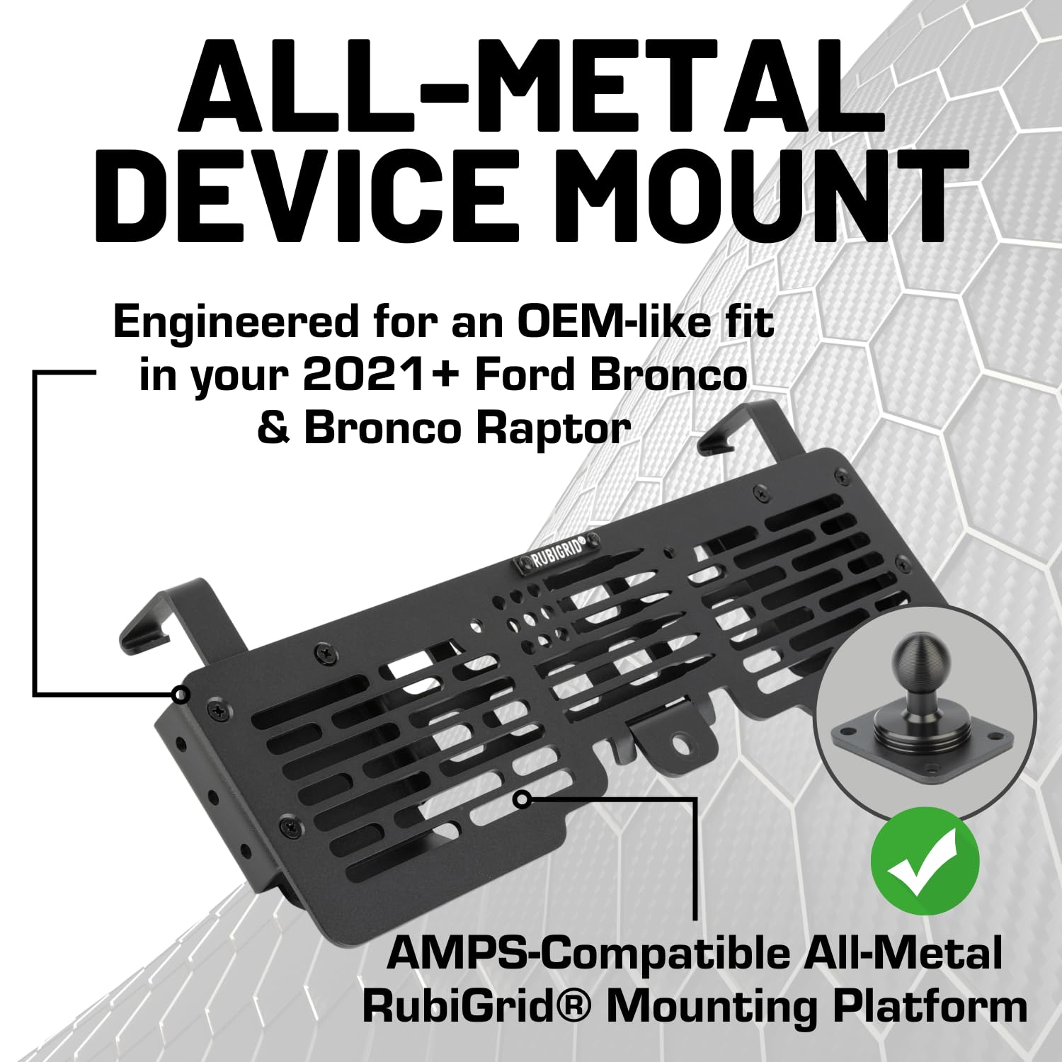 Bulletpoint Mounting Solutions RubiGrid Metal Dash Mount Phone Holder Compatible with 2021+ Ford Bronco - Image 4