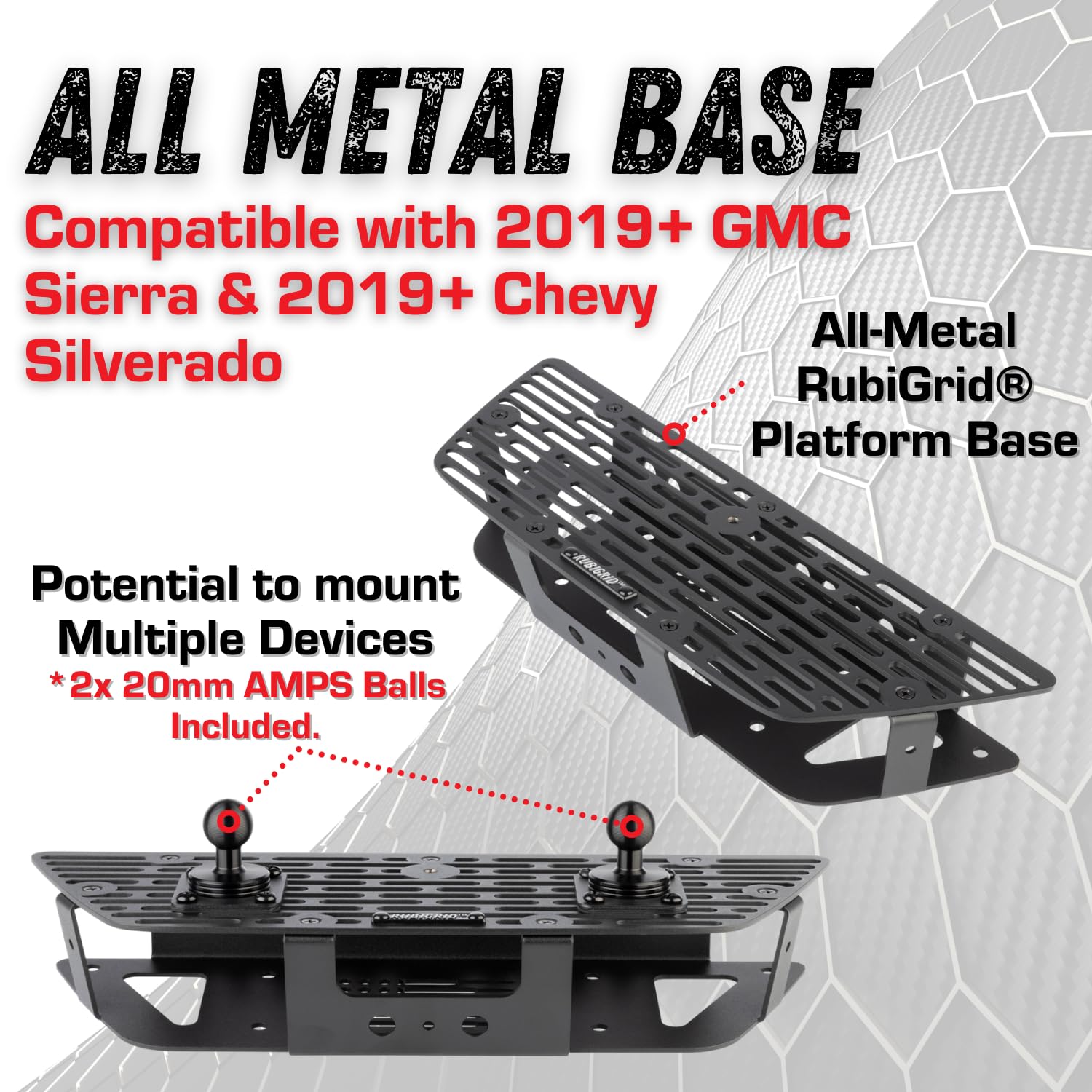 Bulletpoint RubiGrid Dash Mount Platform 2 Phone Holders Bundle Compatible with 2019+ Chevrolet Silverado & GMC Sierra Multi-Device Mount - Image 6