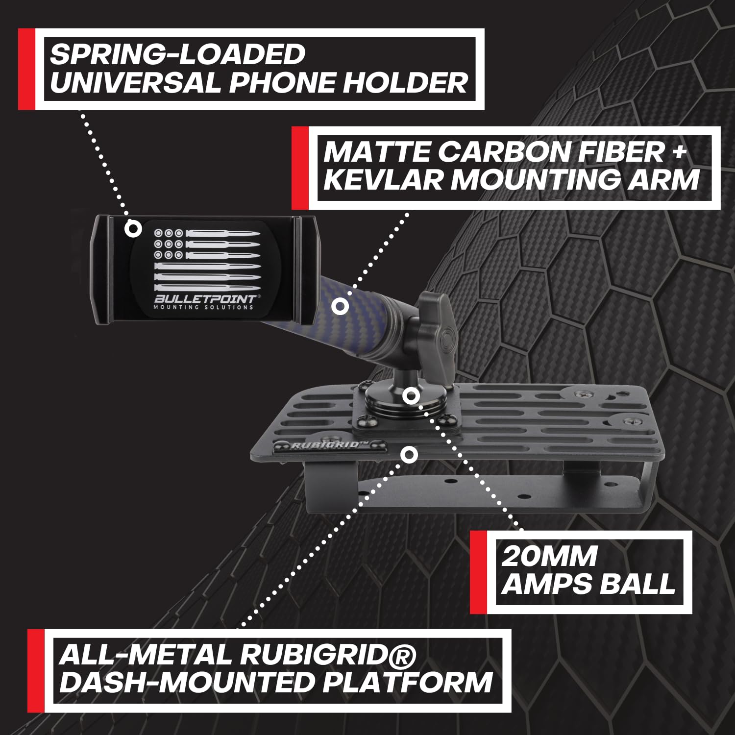 Bulletpoint RubiGrid Metal Dash Mount Phone Holder Compatible with 2022-2024 Ford Maverick - Image 5