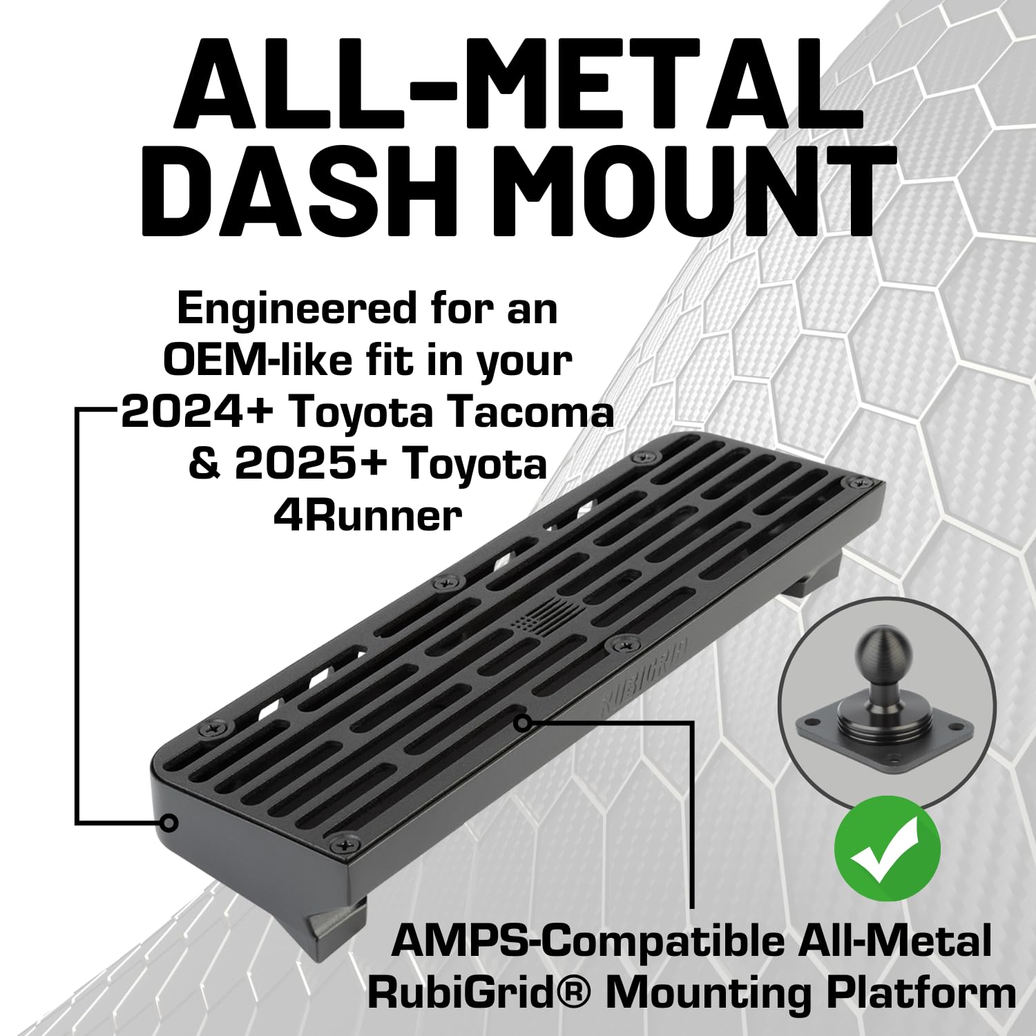 Bulletpoint RubiGrid Metal Dash Mount Phone Holder Compatible with 2024+ Toyota Tacoma - Image 3