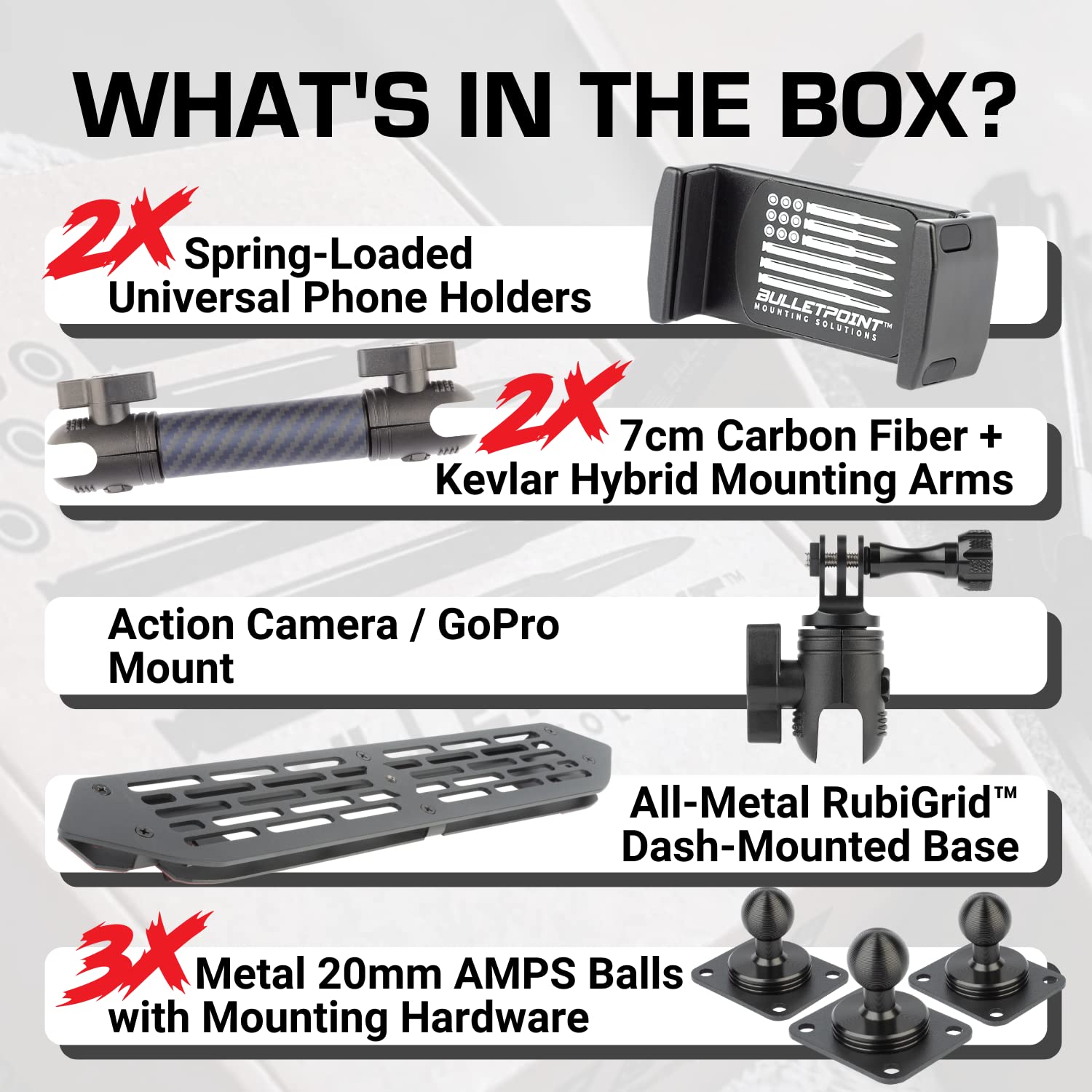 Bulletpoint RubiGrid Multiple Device Dash Mount Platform with 2 Phone Holders + Action Camera Bracket Compatible with 2018-2023 Jeep Wrangler JL (NOT 4xe) + 2020-2023 Gladiator - Image 4