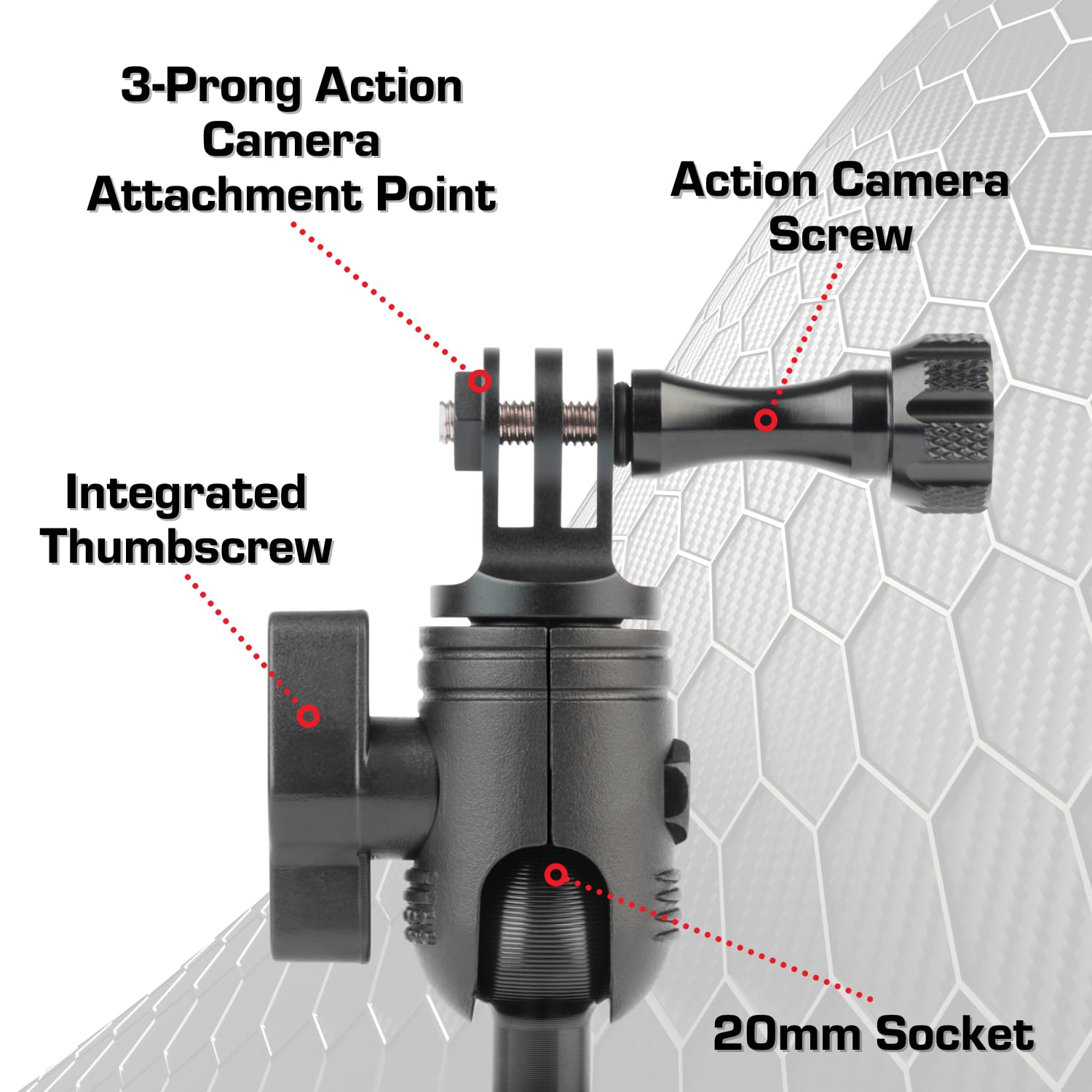 Dash Mount Camera Holder Compatible with GoPro - Attaches to 20mm Mounting Ball - Image 3